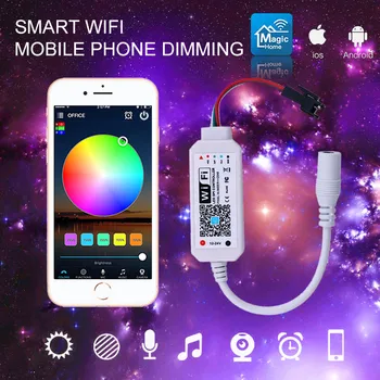 

Smart LED Controller WiFi Dimming Controller APP Voice Control Compatible Alexa Google Home,For DC12V-24V WS2811 SM16703 UCS1903