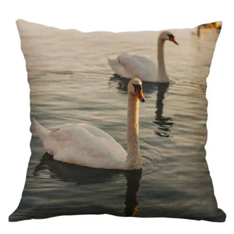 swan Cotton Linen Waist Throw Pillow Case Cushion Cover Home Décor 18'' Pigeon 
