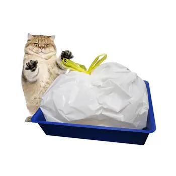 

7PCS cat nest cute basket round cat bed cushion Cat Litter Box Liners, Heavy Duty Drawstring Cat Litter Pan Bags Durable for Cat