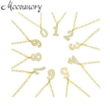 

Moonmory 100% 925 Sterling Silver Lucky Number Zircon Pendant Necklace For Women Gift Fashion Crystal Cross Necklace Jewelry