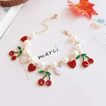 Девушка ВИШНЯ любящий жемчуг браслет из нержавеющей стали цепи дамы ювелирные изделия вечерние подарок на день Святого Валентина