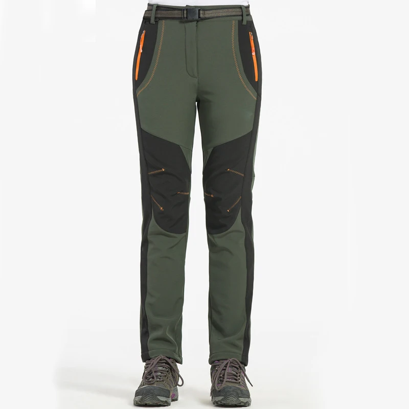 Зимние модели плюс бархат плюс дышащие Fieece альпинистские флисовые брюки лыжные брюки для спорта на открытом воздухе сноуборд брюки Пешие прогулки - Цвет: Men-Army Green