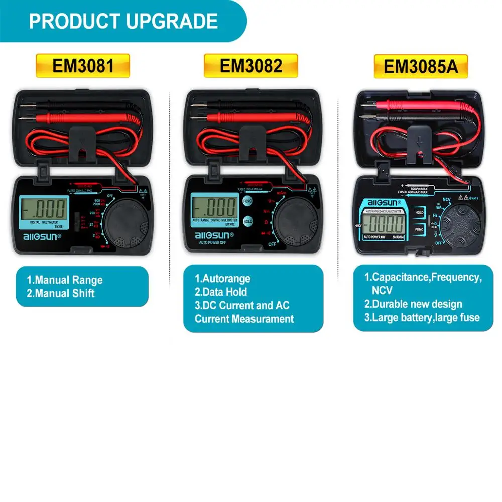 all-sun EM3085A Mini Auto Range Digital Multimeter AC DC Ammeter Voltmeter Ohm NCV Capacity Frequency Portable Pocket Meter digital multimeter