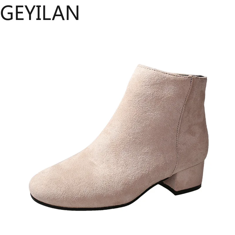

2019 new autumn and winter round head side zipper short tube with boots Martin boots foreign trade women's shoes