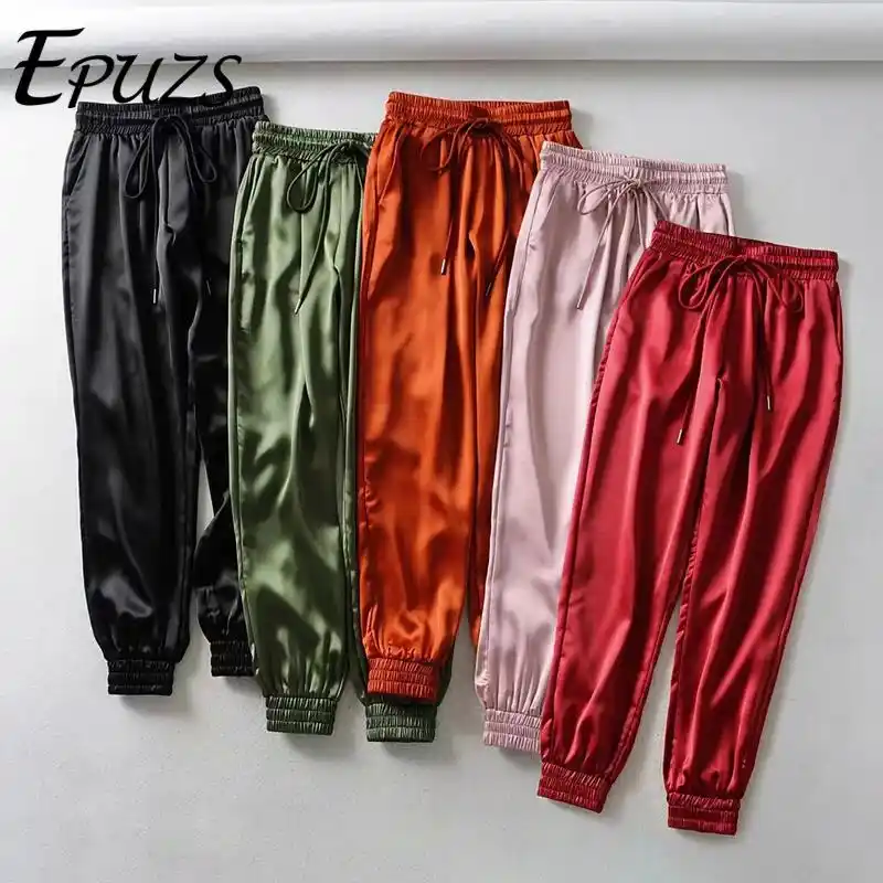 calça cetim feminina