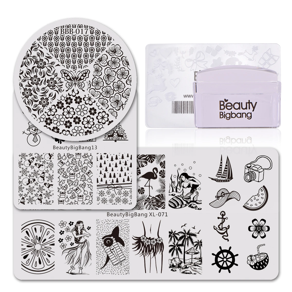 

Beauty BigBang Nail Art Stamping Plate Set 3 Different Style Templates Stamper Scrape Snowman Lemon Image Nail Art Stamp