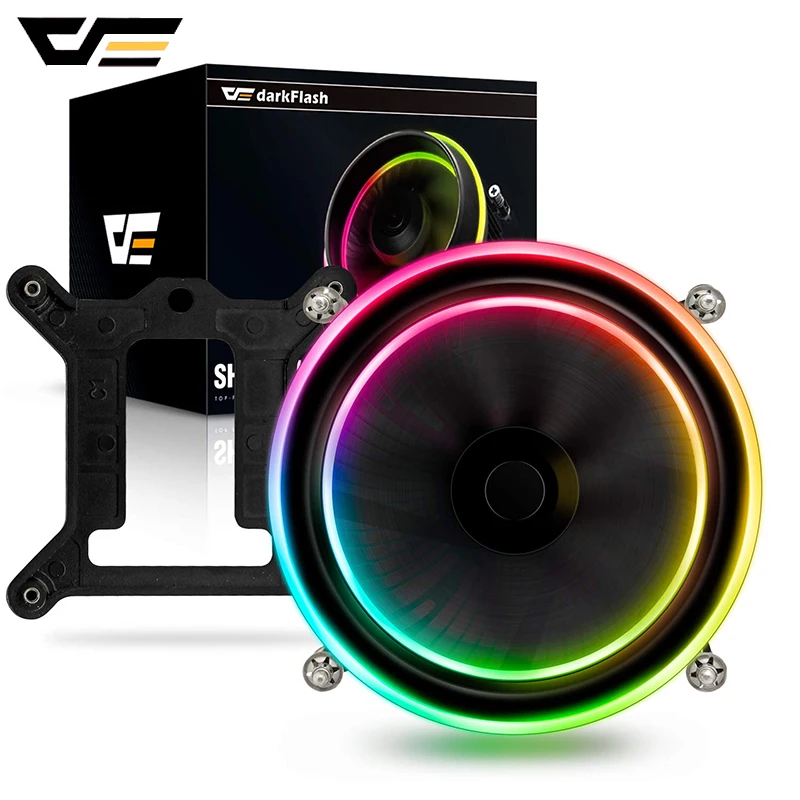 Comprar Sombra de flash oscuro PWM CPU enfriador AURA SYNC TDP 280W refrigeración doble anillo LED ventilador radiador enfriador para intel LGA 1151 1150 1155