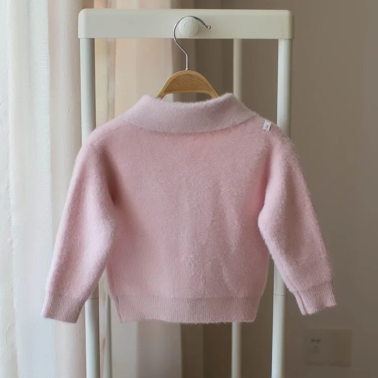 

Mmtkids 2019 Autumn And Winter Kids' Sweater Korean-style Girls Fold-down Collar Cartoon Cardigan Small CHILDREN'S H594