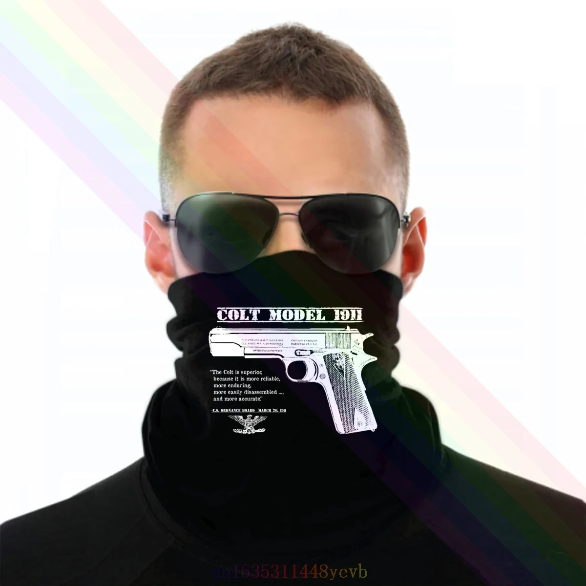 Оригинальный американский армейский шарф Colt 45 1911 повязка на голову с пистолетом