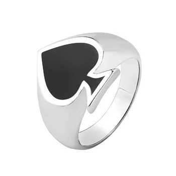 

Stainless Steel Magician Playing Card Spades Rings Jewelry Best Gambler Poker Card Jewelry Gift For Men Size 7-13