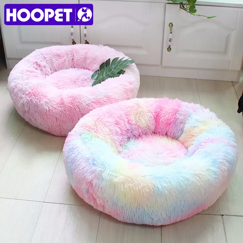 HOOPET круглые плюшевые кровати для кошек мягкие длинные круглая кровать маленьких