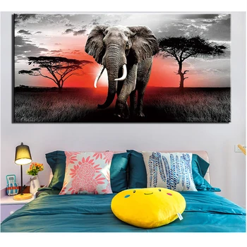 

Large 5d diy Diamond Painting full Square round drill Diamond Embroidery Sunrise african tree landscape animal New arrivals