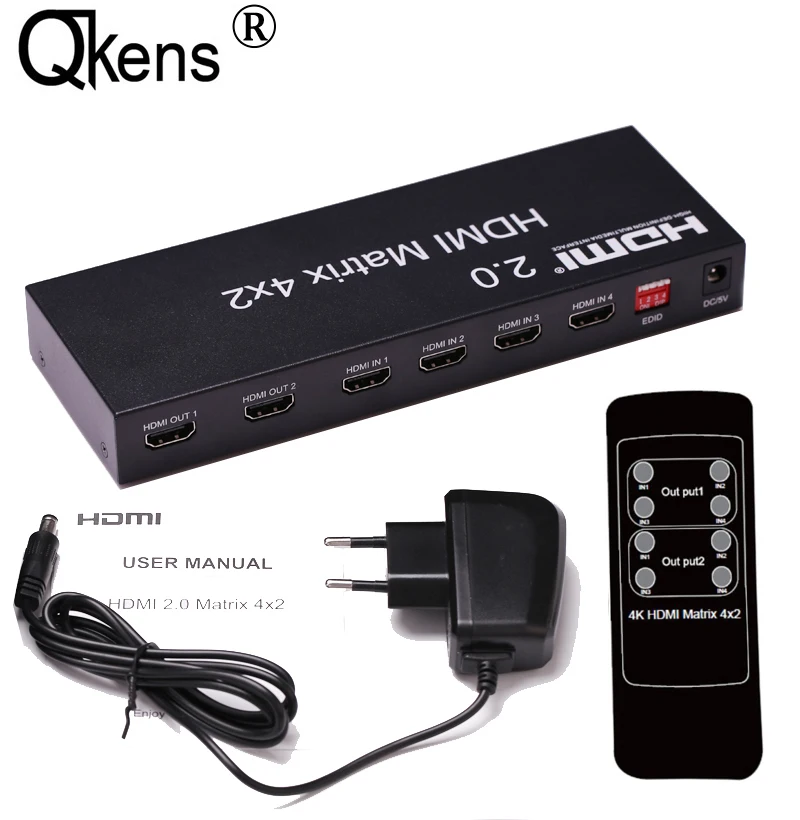Матрица HDMI 2 0 матрица 4x2 4K 60 Гц переключатель EDID сплиттер с двойным аудиовыходом