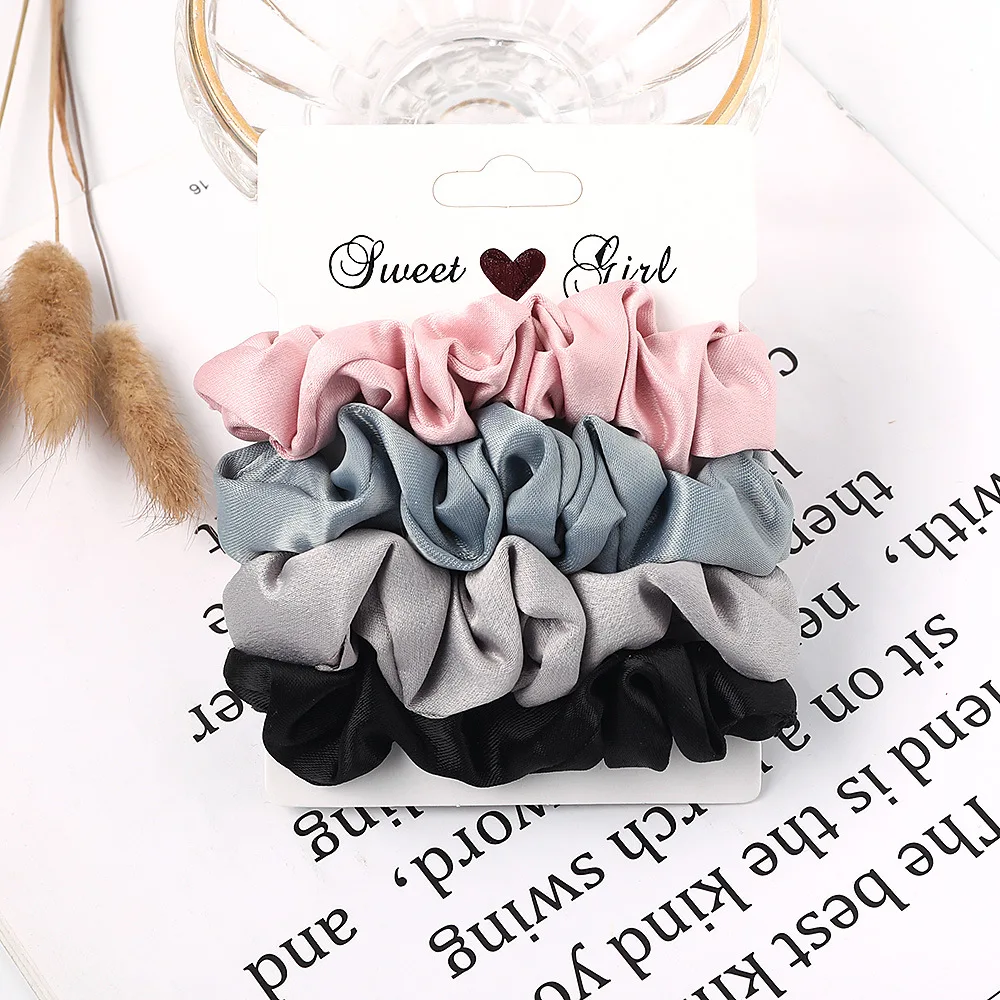 snap hair clips 3/5/Pcs Silk Scrunchies Print Leopard Scrunchie Set Elastic Hair Bands Solid Color Fashion Headwear Women Hair Accessories Gift wedding hair clips Hair Accessories