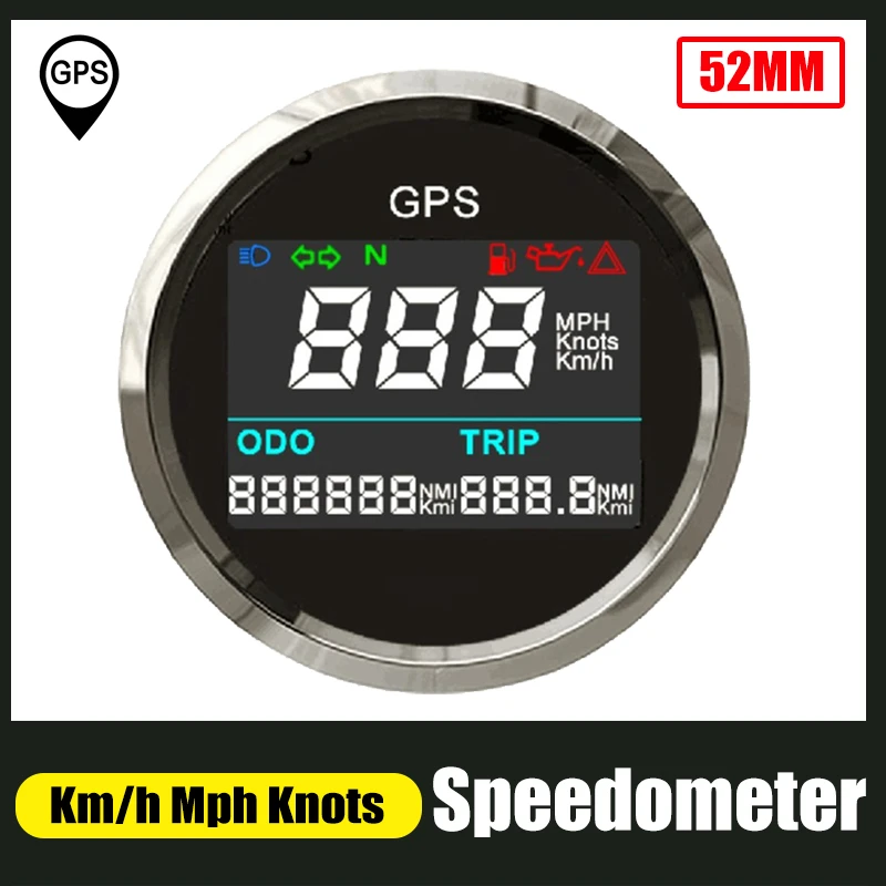 LED Digital 316 SS Six Multi Gauge Odometer Speedometer Tachometer Oil Pressure