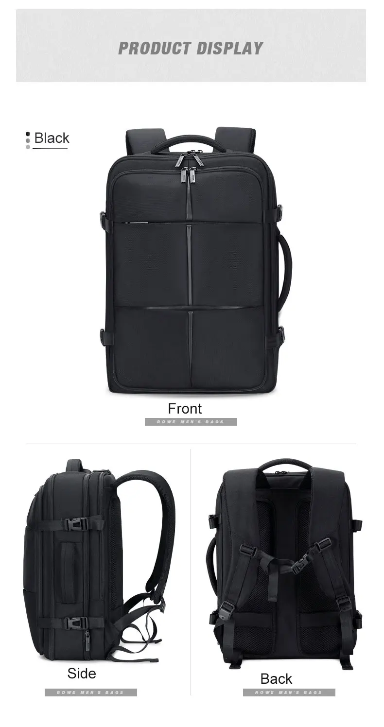 17 дюймов бизнес Многофункциональный рюкзак большой емкости подростка Bookbag мужчины пакет прочный с боковым карманом плеча рюкзак черный