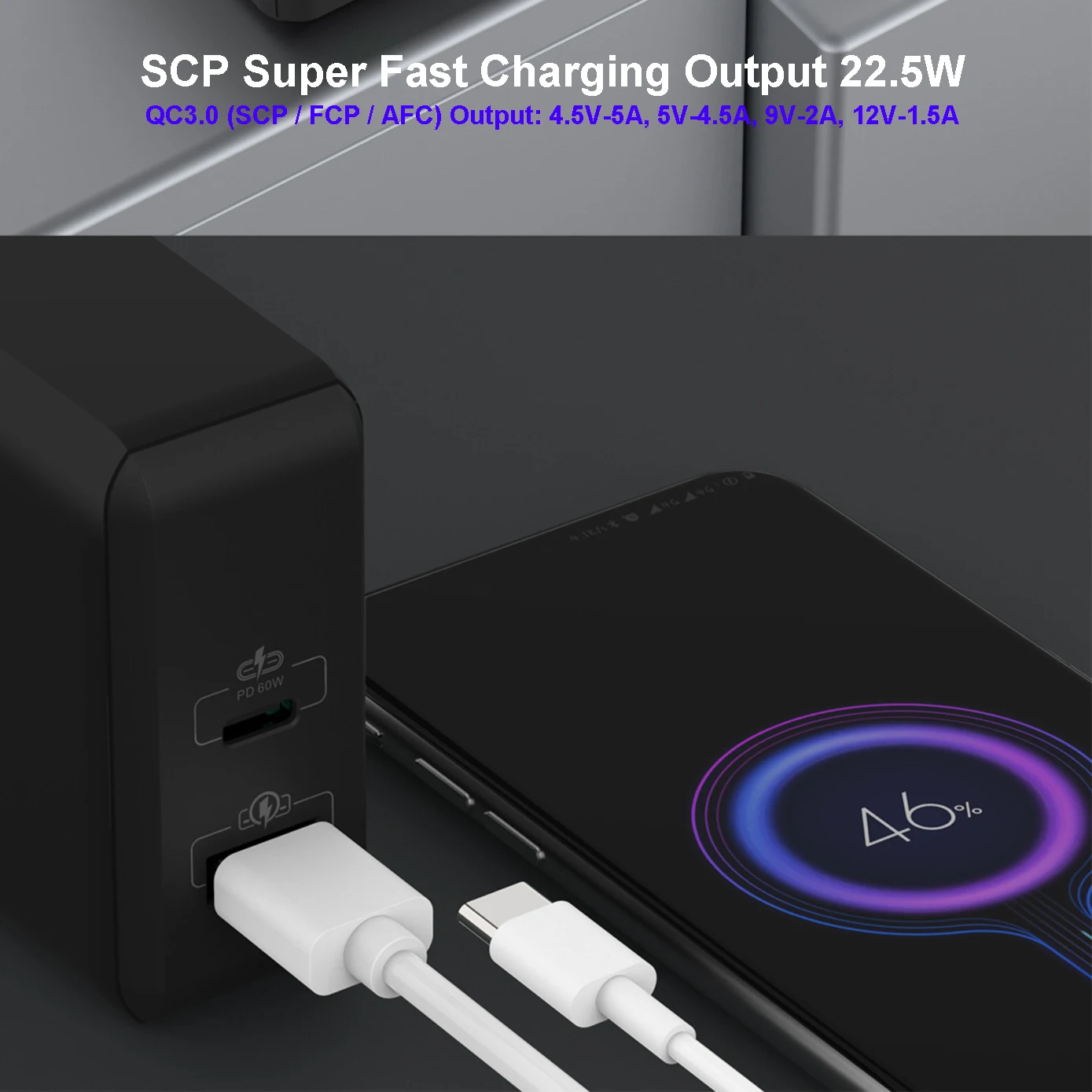 2 порта 78 Вт USB-C адаптер питания, 1 порт PD60W и 1 порт QC3.0/SCP/AFC 22,5 W зарядное устройство для huawei p20/30 MacBook iPad Pro iPhone 11 s10