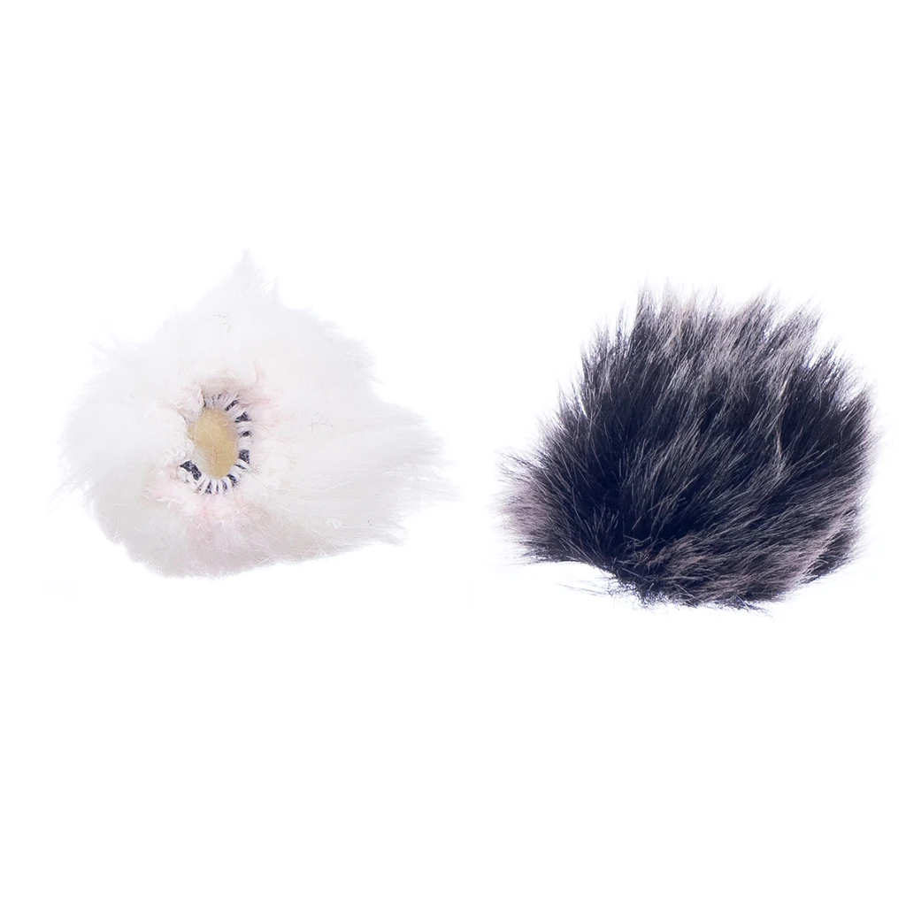 2x White  Lapel Lavalier Microphone Mic Windscreen Windshield Wind Muff 15mm
