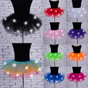 Women's Girl LED Light Up Tulle Tutu Dancing Skirt 2019 New Fashion 8 colors Party Night Skirts Halloween Costumes Skirts z0905