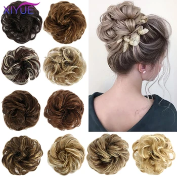 

19 Colors Synthetic Flexible Hair Buns Curly Scrunchy Chignon Elastic Messy Wavy Scrunchies Wrap For Ponytail Extensions For Wom
