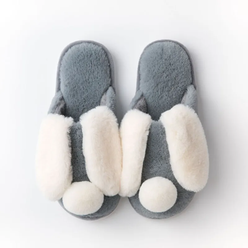SWQZVT Rabbit women furry slippers cartoon cut warm pink bedroom ladies slippers with fur home sleepers winter shoes women 2020 (6)