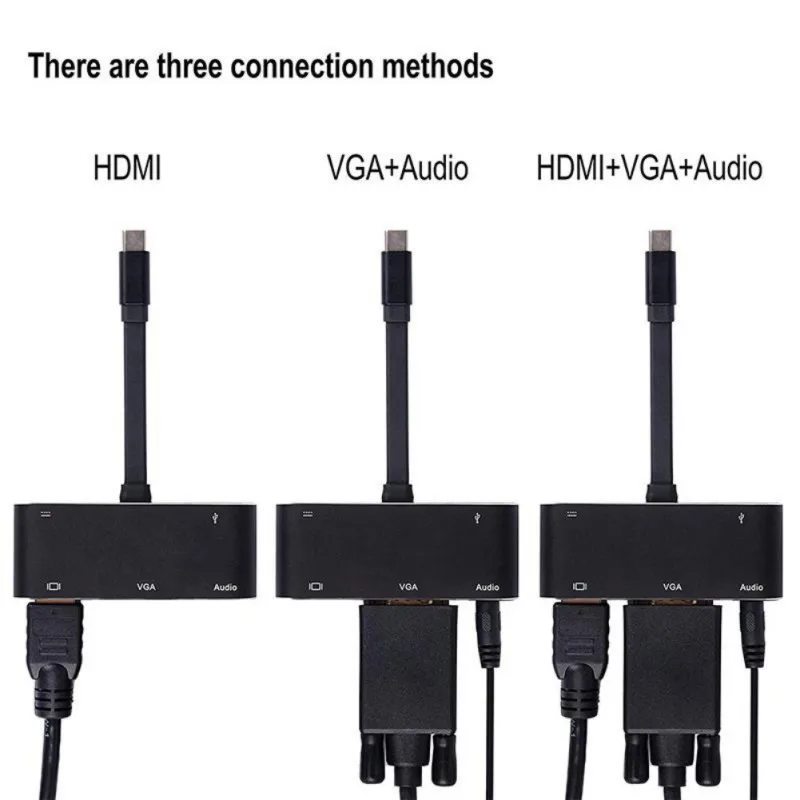 5 в 1 USB C к HDMI адаптер 4K type-C к HDMI/VGA/аудио/USB 3,0 порт+ USB C порт(PD) конвертер для ноутбука Macbook Zend переключатель