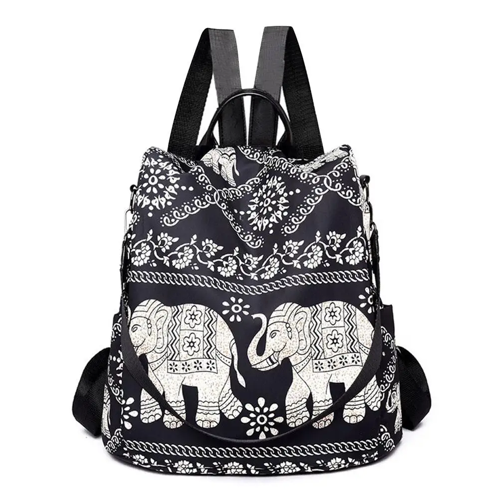 Mochila antirrobo de tela duradera para mujer, bolso escolar de Oxford, estilo bonito estampado, escolar, de viaje, 2020