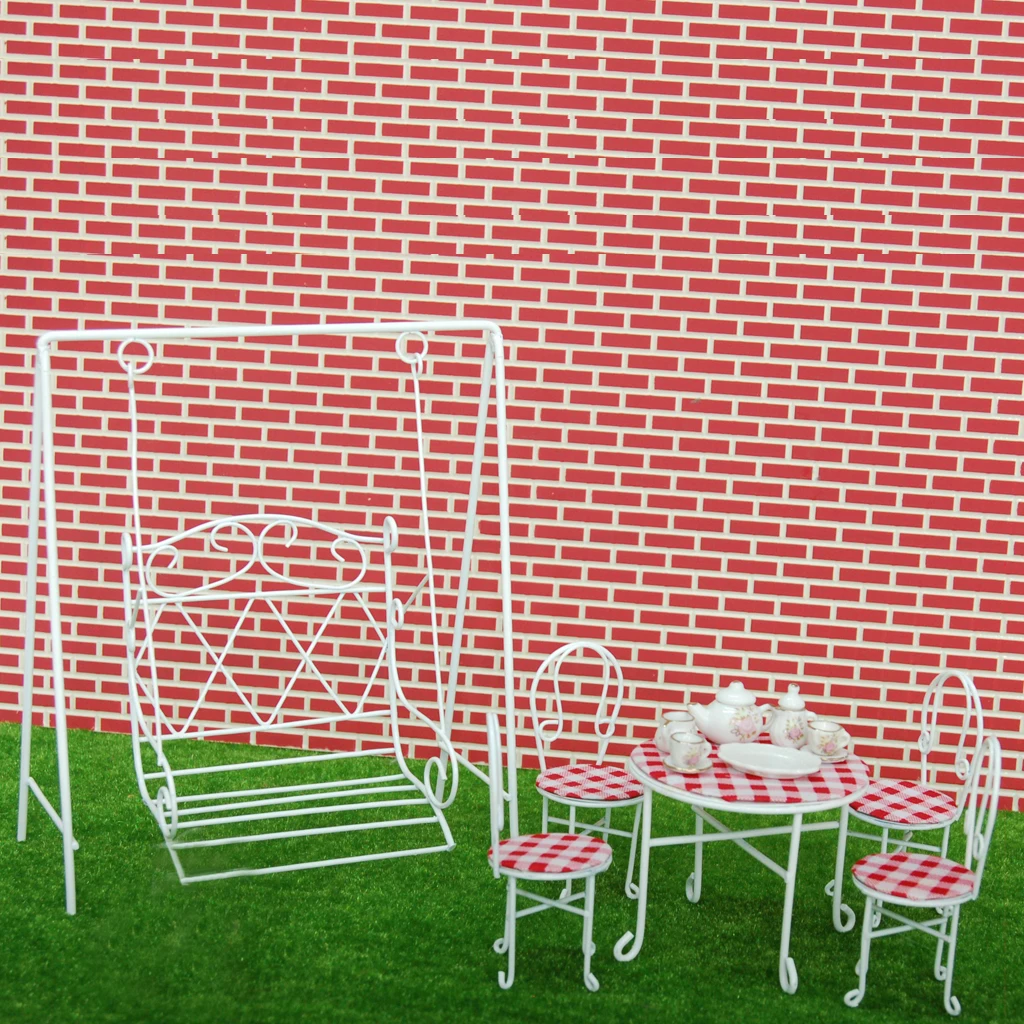 European Style 1/12 Dollhouse Miniature Metal Swing Rocking Chair Room Garden Accessories White European Style 1/12 Dollhouse Miniature Metal Swing Rocking Chair Room Garden Accessories White