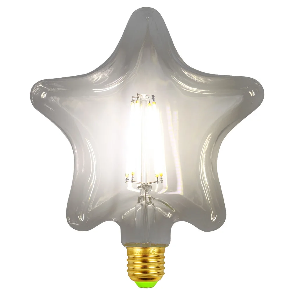 Five-pointed Star Stars White Light LED Vintage Star Fireworks Warm Yellow Holiday Decorative Light Bulb 4000K E27