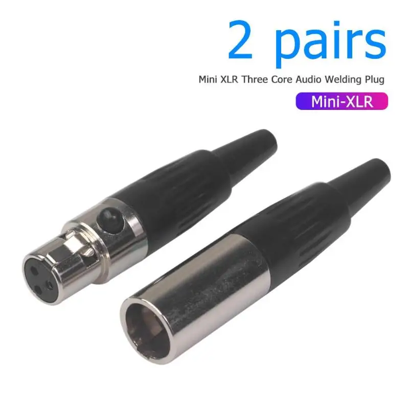 2 Pairs 3 Pin Male+ Female Mini XLR Plugs Cable Mount Small XLR Audio Microphone Connectors for Mic Soldering