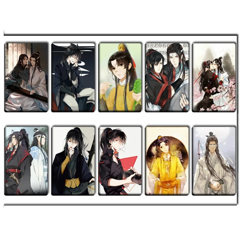 10Pcs/Set Anime Mo Dao Zu Shi Crystal Card Sticker HD Photocard Lomo Cards  Waterproof Bus