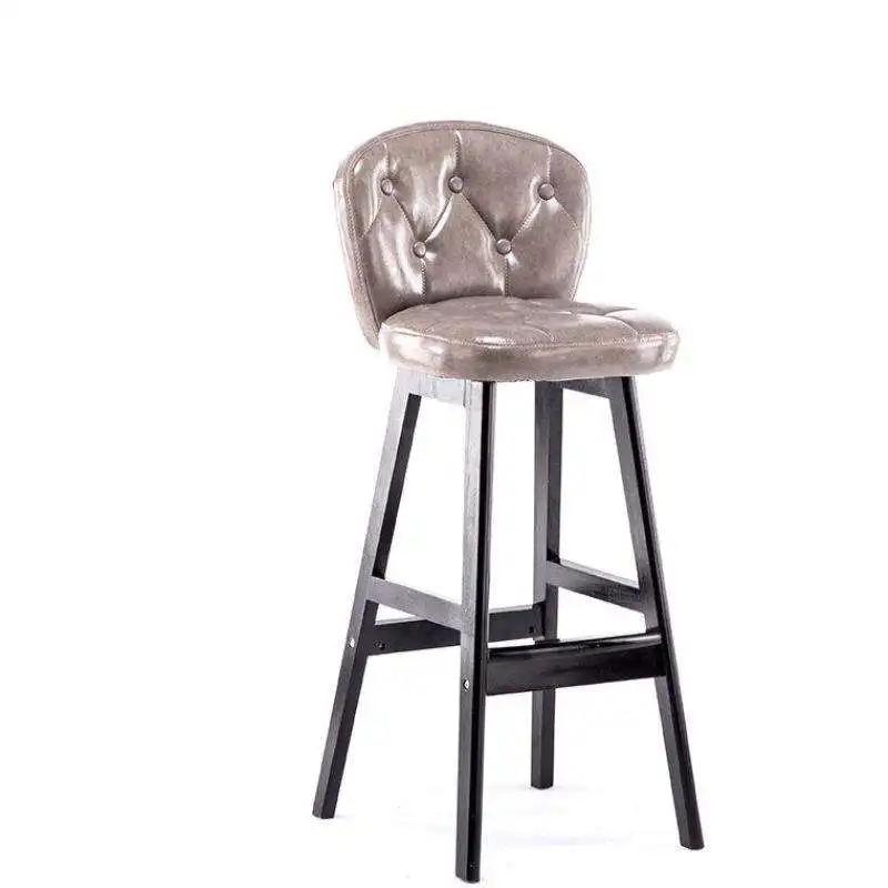 Однотонный деревянный барный стул современный простой домашний с высокой