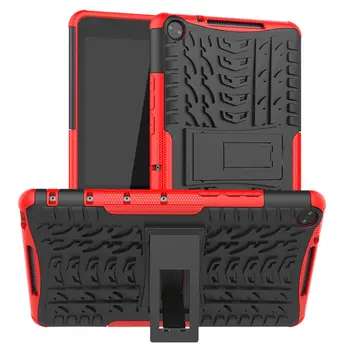 

50pcs/lot PC+Soft Silicone Tyre Heavy Duty Armor Shockproof Hard Case with Stand For Huawei Mediapad M5 Lite 8