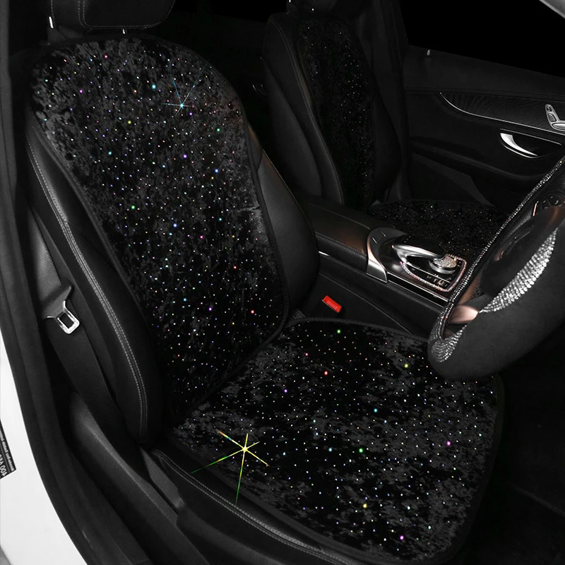 Full 7pcsset Diamond Star Car Seat Covers Rhinestone Plush Universal