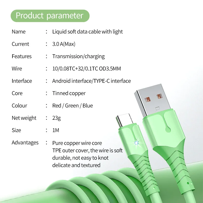 ANKNDO Usb C Cable 3A Fast Charging For Phone Type C Cable For Samsung Huawei Xiaomi Soft Tape Light Usbc Type-C Usb Data Cord ANKNDO Usb C Cable 3A Fast Charging For Phone Type C Cable For Samsung Huawei Xiaomi Soft Tape Light Usbc Type-C Usb Data Cord