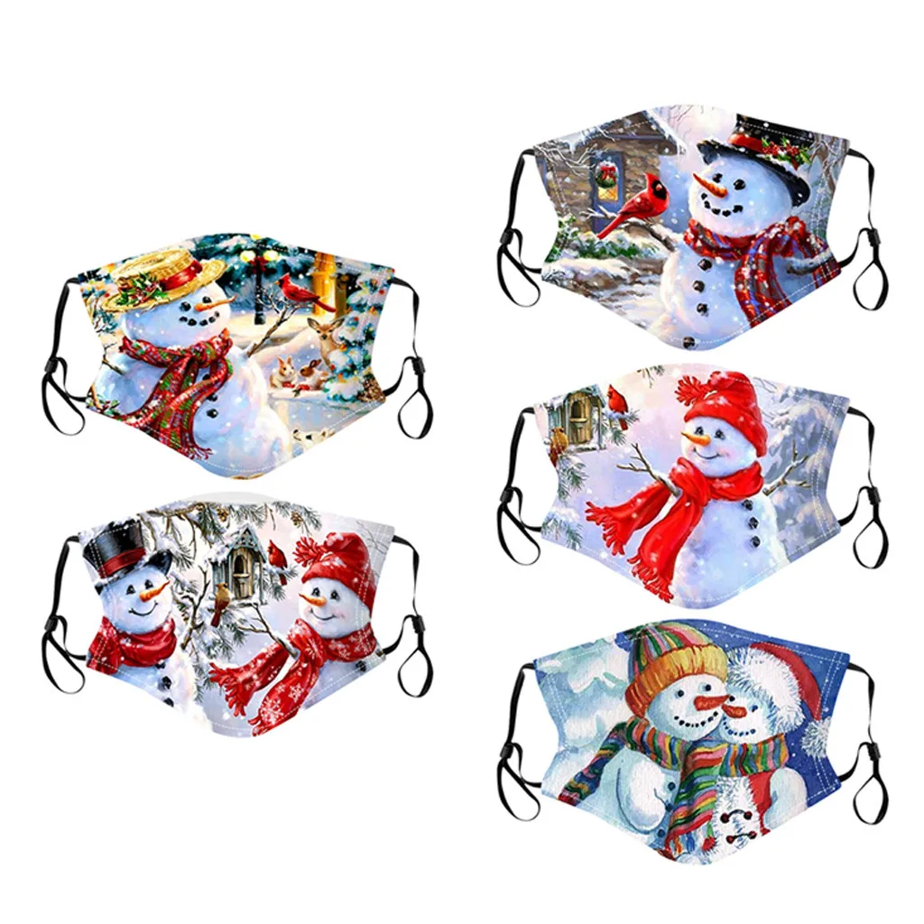 Моющиеся тканевые маски 5 штук Рождественский Санта-Клаус 3d принт аниме рот