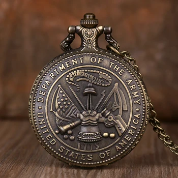 

Vintage The United State of America Department Of The Army Quartz Pocket Watch with chain Necklace Pendant Retro Pocket watches