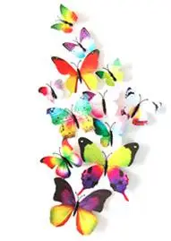 Rainbow color 12 шт. ПВХ 3D стерео моделирование бабочки наклейки на стену холодильник наклейки, свадебные украшения художественные наклейки украшение дома - Цвет: Rainbow color