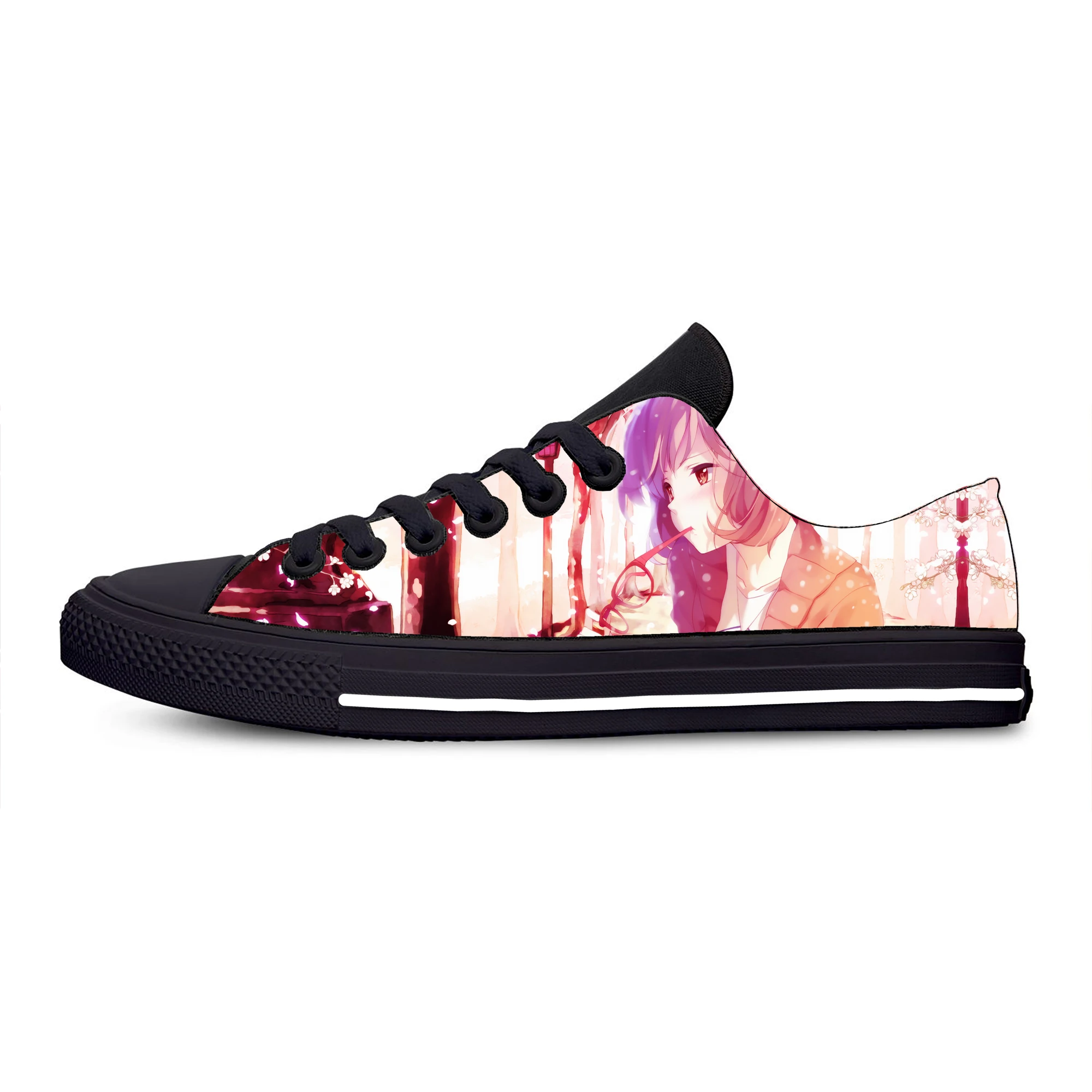 Women's Flats Classic Canvas Shoes Beyond The Boundary Anime Hot Kuriyama Mirai Custom Logo Image Printing Mesh Breathable Shoes