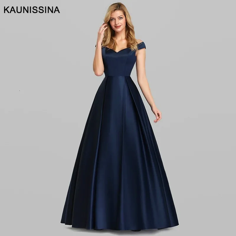 

KAUNISSINA New Arrival Long Evening Dress Off Shoulder Celebrity Party Dresses Elegant Plus Size A-Line Satin Sexy Prom Gowns