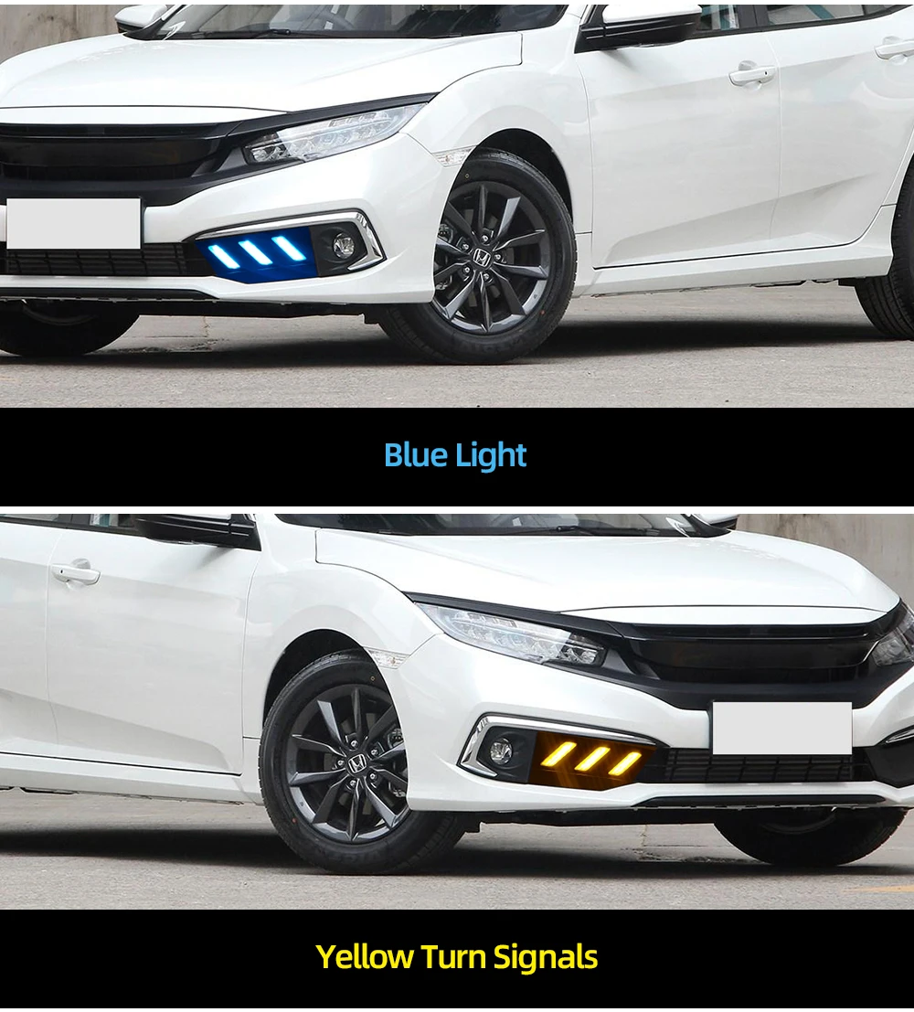 Автомобильный мигающий 1 пара светодиодный DRL для Honda Civic sedan с движущимся сигналом светодиодный противотуманный фонарь крышка дневной ходовой светильник