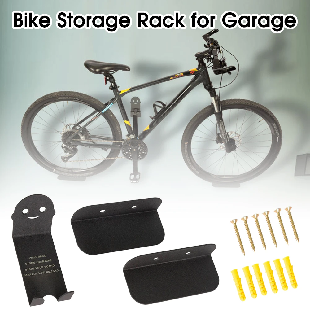 

1 Set Bike Wall Mount Hanger Parking Racks Quick Installation Heavy Duty Carbon Steel Tire and Pedal Holders with Screws
