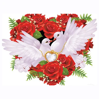 

5D Diy Diamond Embroidery White Pigeons Full Square Diamond Painting Cross Stitch Rhinestone Painting Wedding Gift