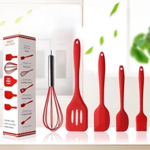High Temperature Resistant Integrated Silicone Scraper Egg Beater Leak Scraper Brush 5 Sets Nougat Snow Cake Tool Set