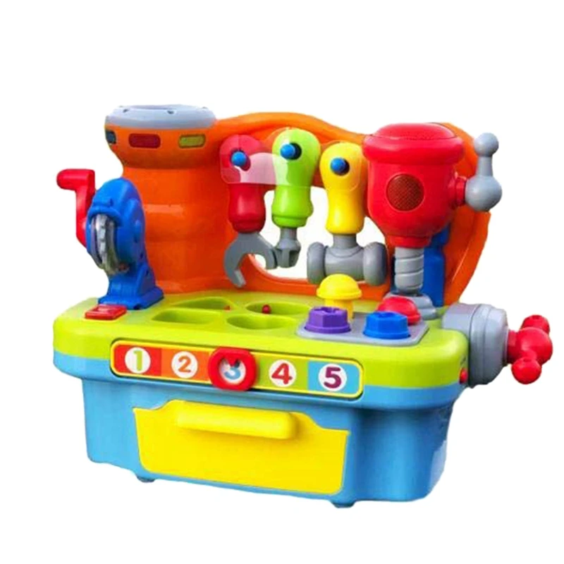 Musical Building Tools Workbench Toy,for Kids Construction Work Bench Building Tools, with Sound Effects and Lights Engineering