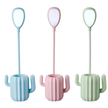 

Cactus Pen Holder Table Lamp LED Desktop Eye Protecting Lamp Rechargeable Reading Light Bedside Night Light Desk Light