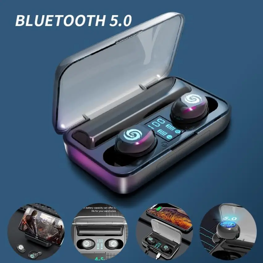 Новый F9 Беспроводной Bluetooth 5 0 наушники-вкладыши TWS с Hi-Fi мини-In-ear Спорт бег