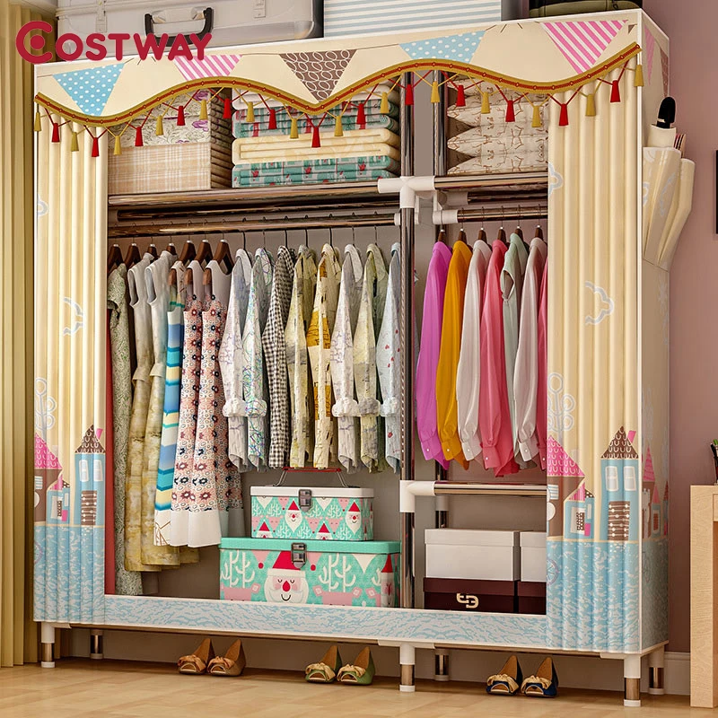 COSTWAY Cloth Wardrobe For clothes Fabric Folding Portable font b Closet b font Storage Cabinet Bedroom