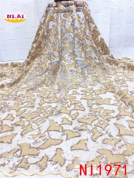 

Latest Nigeria Fabric 2019, Velvet Lace African Wedding Dresses, Embroidery Lace Bridal Fabric NI1971