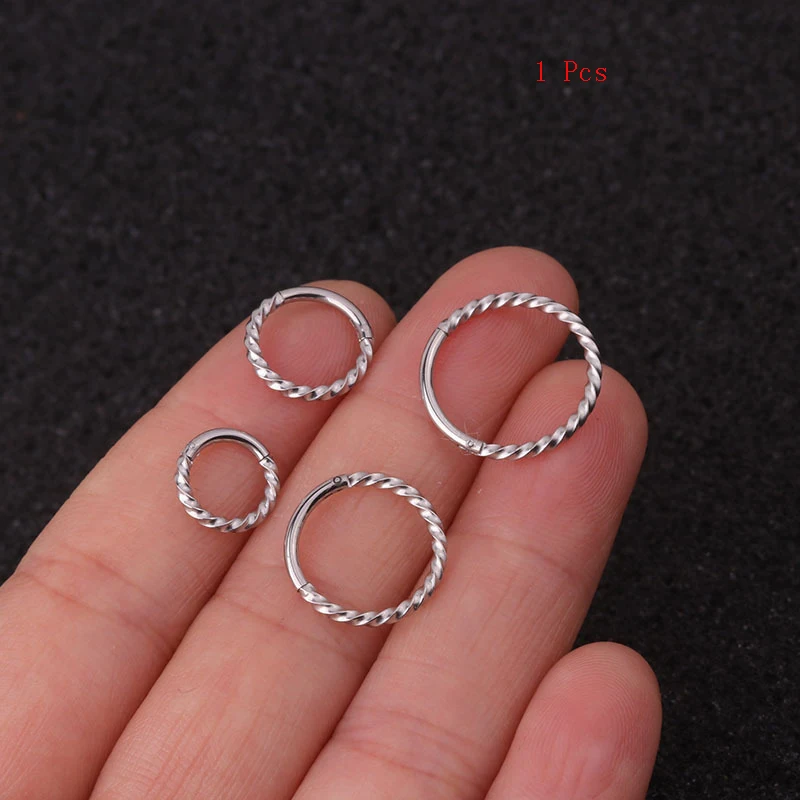 Otwór ze stali nierdzewnej Segment zawiasowy ze stali nierdzewnej pierścień zatrzaskowy Piercing przegrody Helix chrząstka Daith Twist Hoop